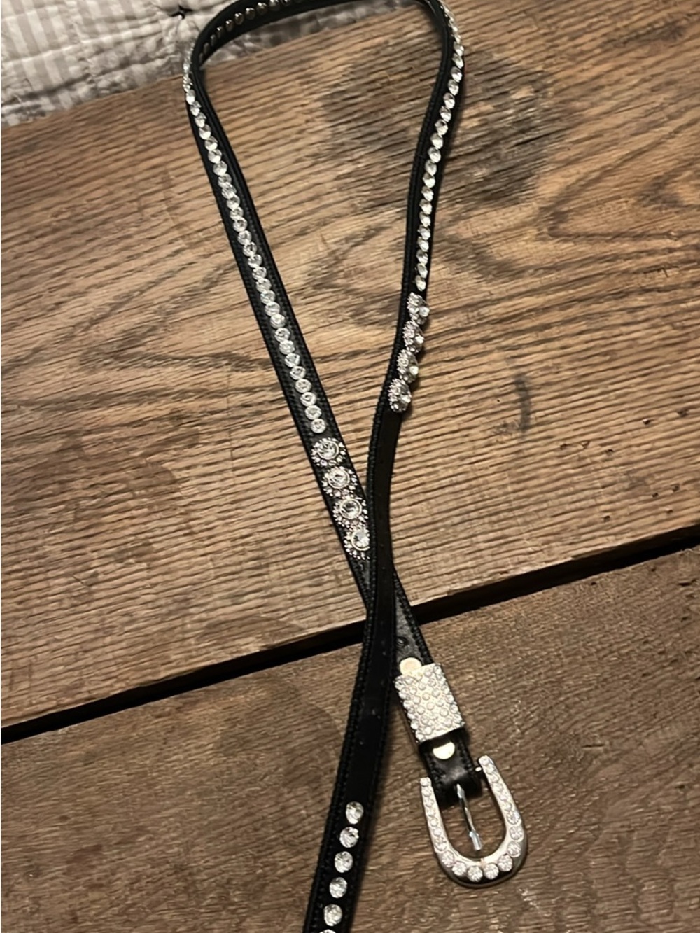 Black Rhinestone Western-Style Belt